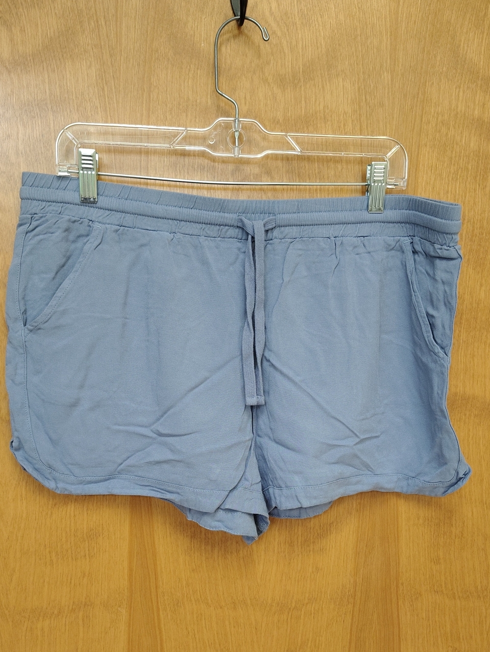 Hurley Light Blue Chambray Dolphin Hem Drawstring Shorts